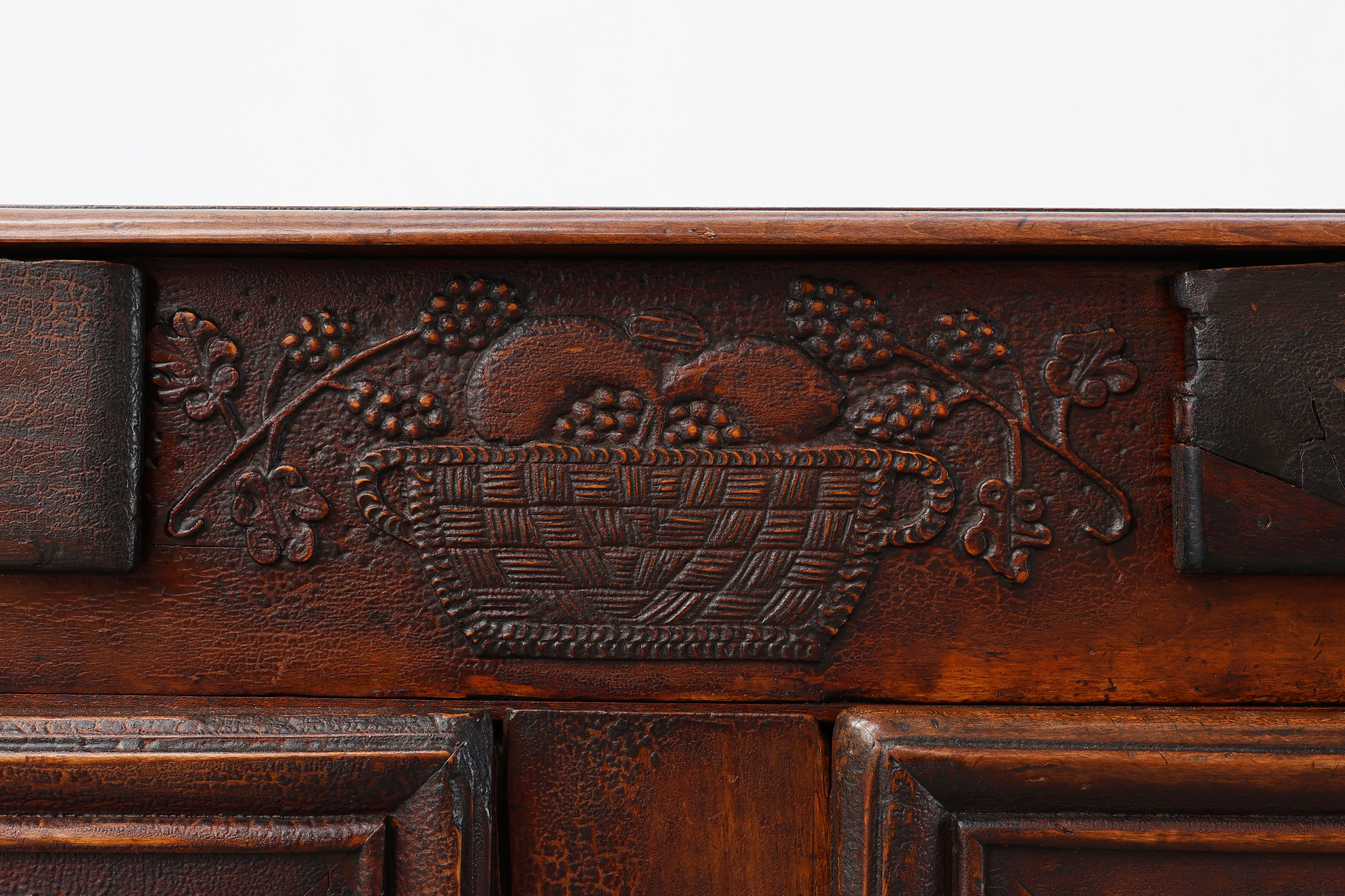 Rare French provincial carved cabinet or buffet with great patina, dated 1841thumbnail